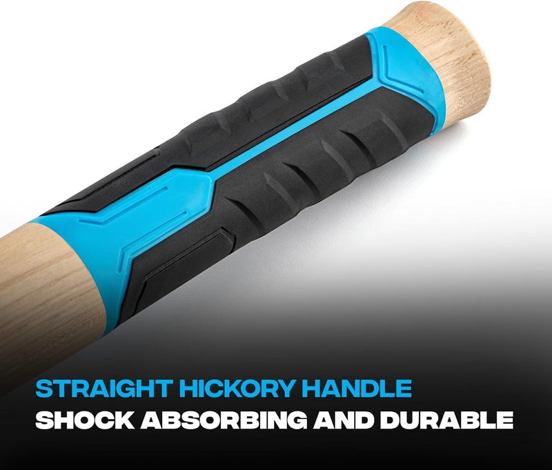 Ox Tools Pro 22oz Straight Hickory Handle Hammer with TPR Rubber Hands Grip - Hickory Framer with Magnetic Nail Starter Milled Face Nail Puller Carpenter Hammer -P089322 - Image 4